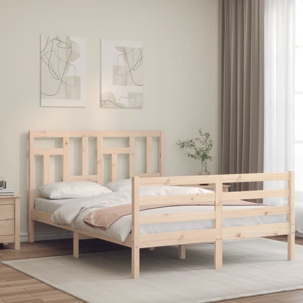 Senge & sengeramme - Living sengeramme med sengegavl 140x200 cm massivt træ hvid