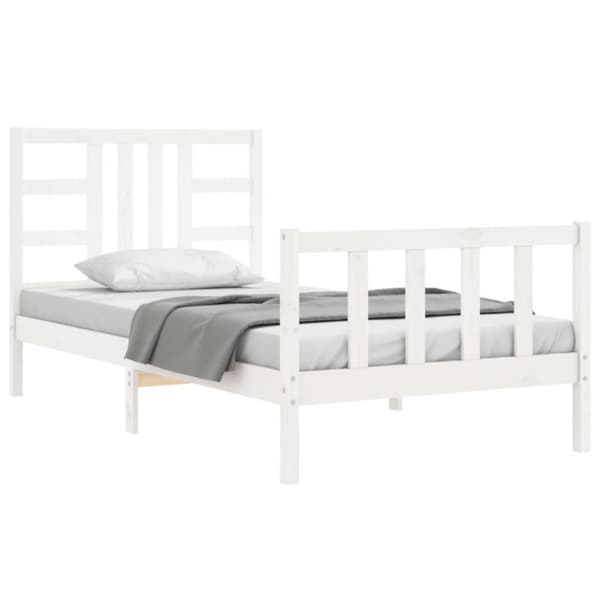 Senge & sengeramme - Living sengeramme med sengegavl 90x200 cm massivt træ hvid