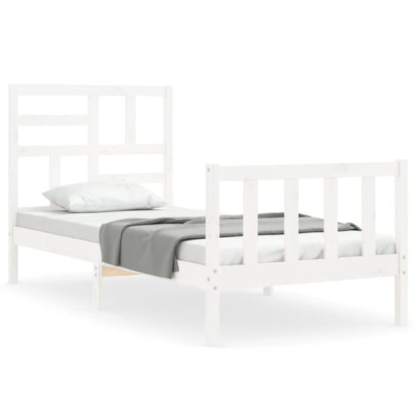 Senge & sengeramme - Living sengeramme med sengegavl 90x200 cm massivt træ hvid