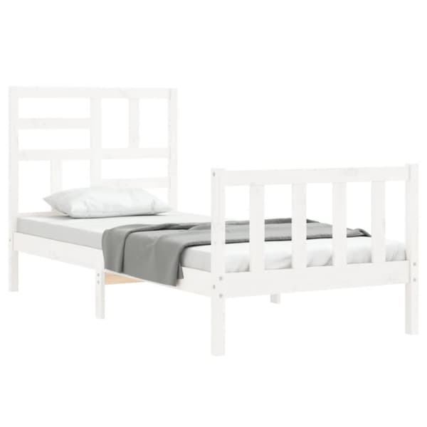 Senge & sengeramme - Living sengeramme med sengegavl 90x200 cm massivt træ hvid