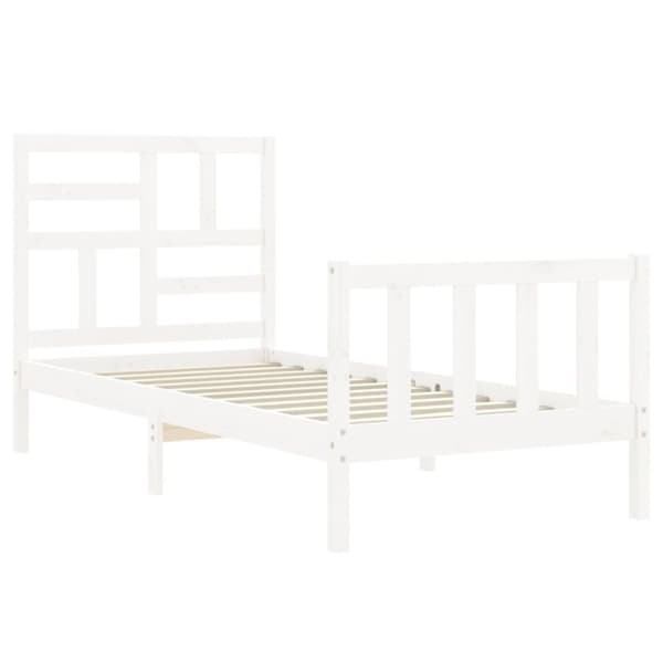 Senge & sengeramme - Living sengeramme med sengegavl 90x200 cm massivt træ hvid