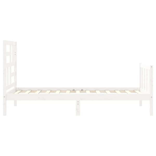 Senge & sengeramme - Living sengeramme med sengegavl 90x200 cm massivt træ hvid