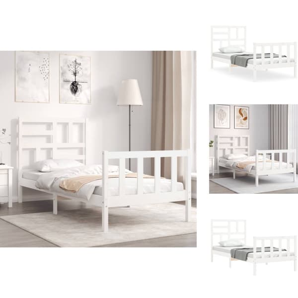 Senge & sengeramme - Living sengeramme med sengegavl 90x200 cm massivt træ hvid