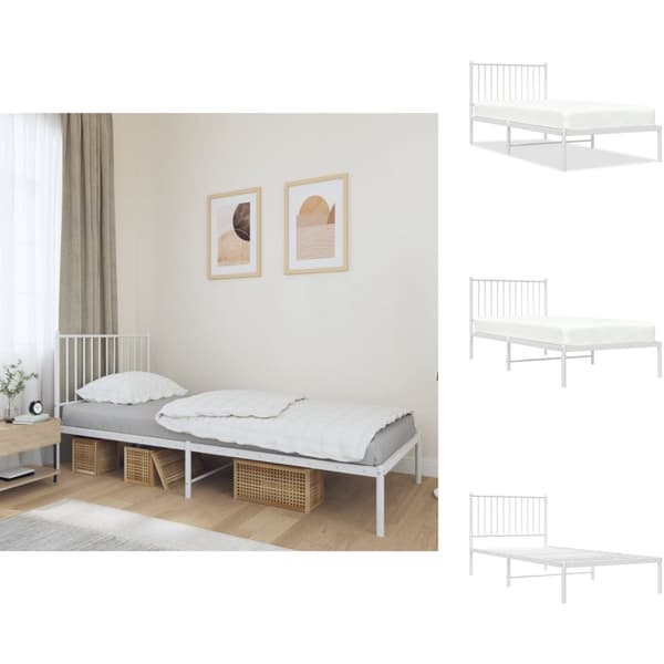 Senge & sengeramme - Living sengeramme med sengegavl 90x200 cm metal hvid