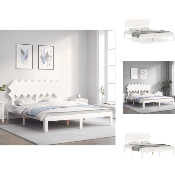 Senge & sengeramme - Living sengeramme med sengegavl 160x200 cm massivt træ hvid