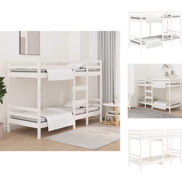 Sängar & sängramar - Living Våningssäng vit 80x200 cm massiv furu