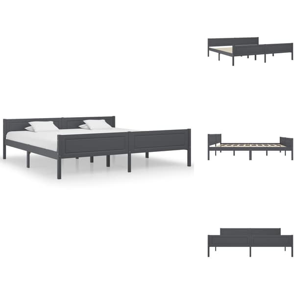 Senge & sengeramme - Living sengestel 200x200 cm massivt fyrretræ grå