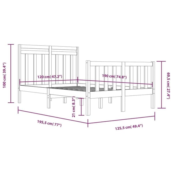 Senge & sengeramme - Living sengeramme 120x190 cm massivt træ