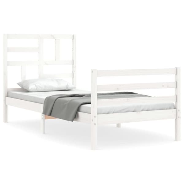 Senge & sengeramme - Living sengeramme med sengegavl 90x200 cm massivt træ hvid