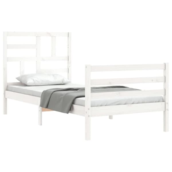 Senge & sengeramme - Living sengeramme med sengegavl 90x200 cm massivt træ hvid