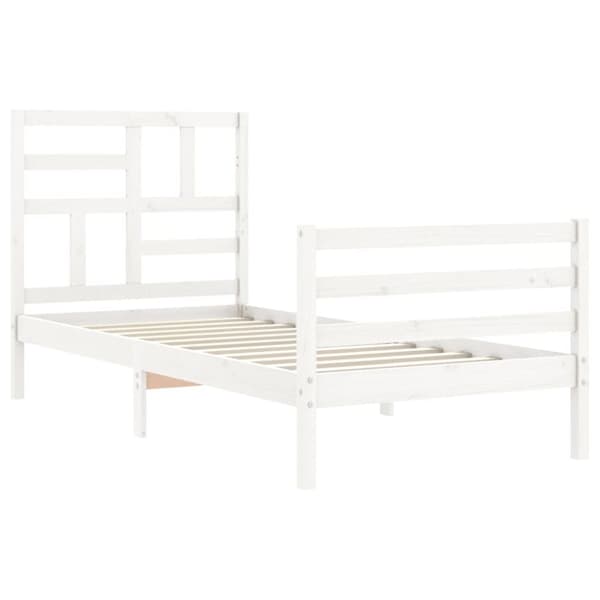 Senge & sengeramme - Living sengeramme med sengegavl 90x200 cm massivt træ hvid