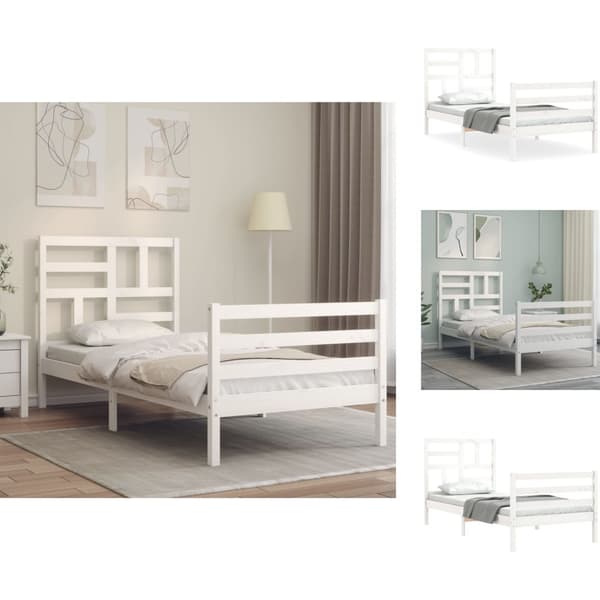 Senge & sengeramme - Living sengeramme med sengegavl 90x200 cm massivt træ hvid