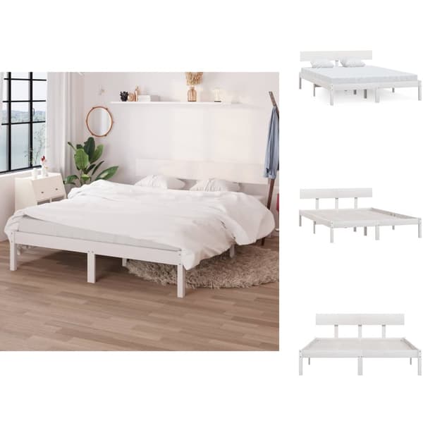 Senge & sengeramme - Living sengeramme 150x200 cm King Size massivt fyrretræ hvid