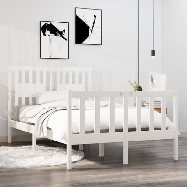 Sängyt & sängynrungot - Living Sängynrunko valkoinen täysi puu 120x190 cm Small Double