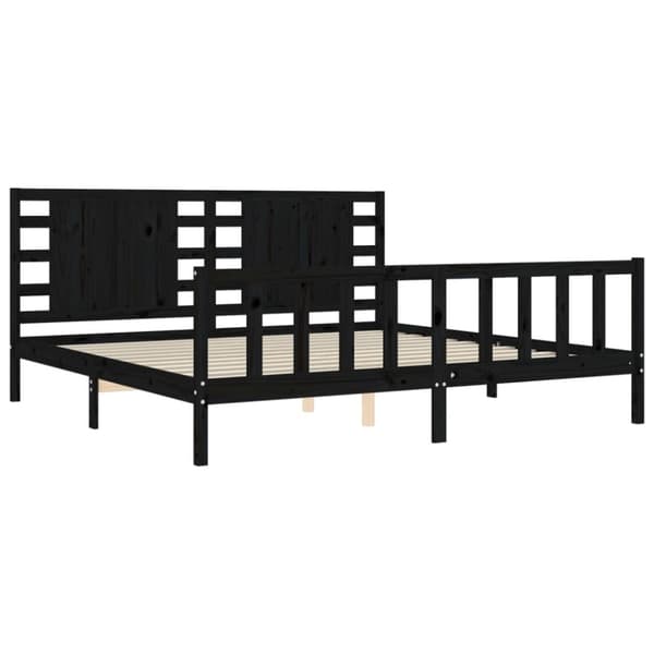 Senge & sengeramme - Living sengeramme med sengegavl 200x200 cm massivt træ sort