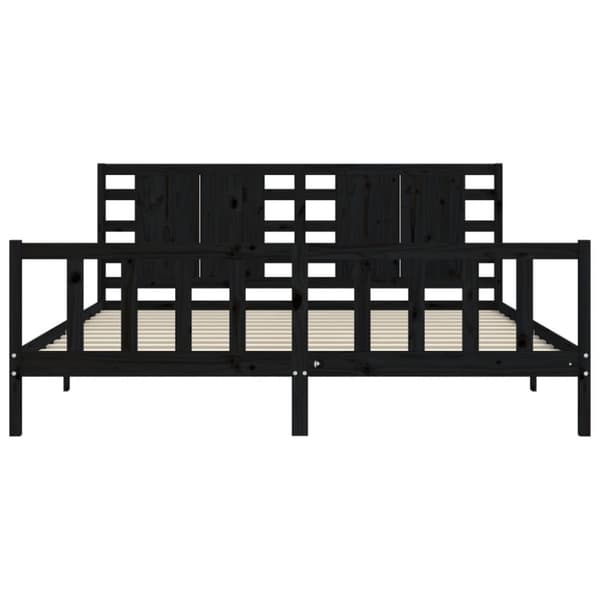 Senge & sengeramme - Living sengeramme med sengegavl 200x200 cm massivt træ sort