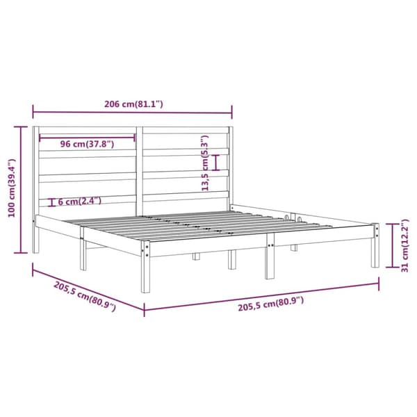 Senge & sengeramme - Living sengeramme 200x200 cm massivt fyrretræ sort