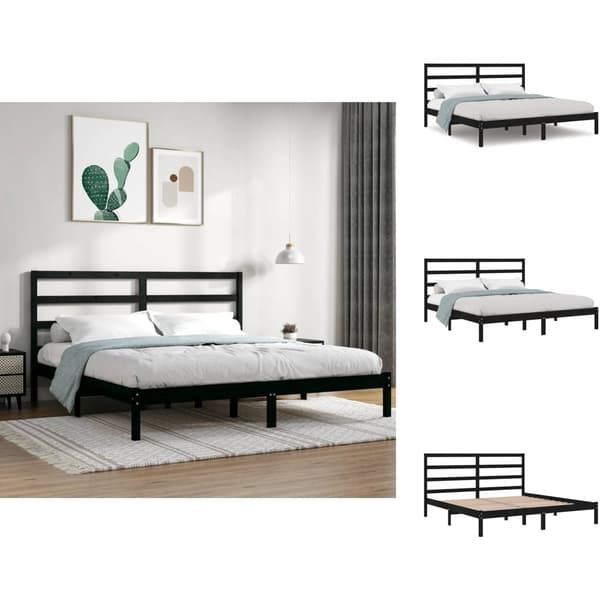 Senge & sengeramme - Living sengeramme 200x200 cm massivt fyrretræ sort