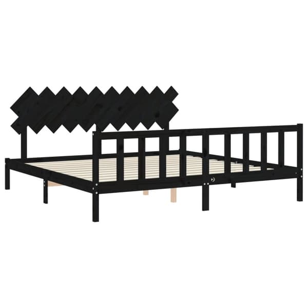 Senge & sengeramme - Living sengeramme med sengegavl 200x200 cm massivt træ sort