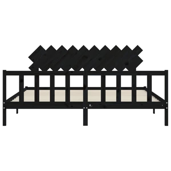 Senge & sengeramme - Living sengeramme med sengegavl 200x200 cm massivt træ sort