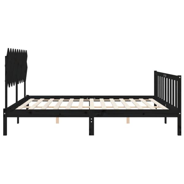 Senge & sengeramme - Living sengeramme med sengegavl 200x200 cm massivt træ sort