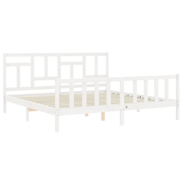 Senge & sengeramme - Living sengeramme med sengegavl 200x200 cm massivt træ hvid