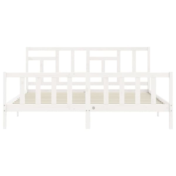 Senge & sengeramme - Living sengeramme med sengegavl 200x200 cm massivt træ hvid