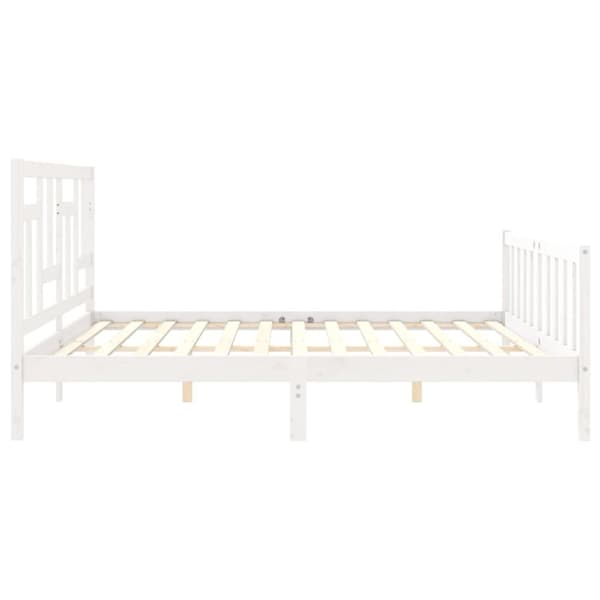 Senge & sengeramme - Living sengeramme med sengegavl 200x200 cm massivt træ hvid