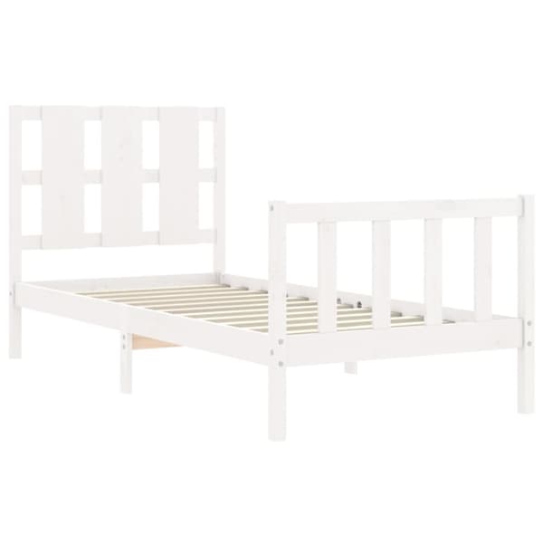 Sängar & sängramar - Living Sängram med huvudgavel vit 90x200 cm massivt trä