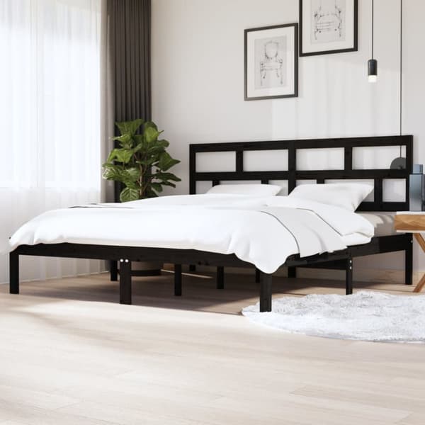 Senge & sengeramme - Living sengeramme 200x200 cm massivt fyrretræ sort