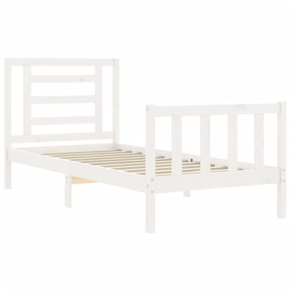 Sängar & sängramar - Living Sängram med huvudgavel vit 90x200 cm massivt trä