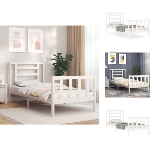 Sängar & sängramar - Living Sängram med huvudgavel vit 90x200 cm massivt trä