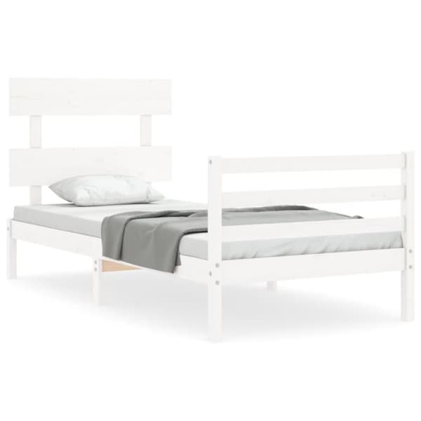 Senge & sengeramme - Living sengeramme med sengegavl 90x200 cm massivt træ hvid