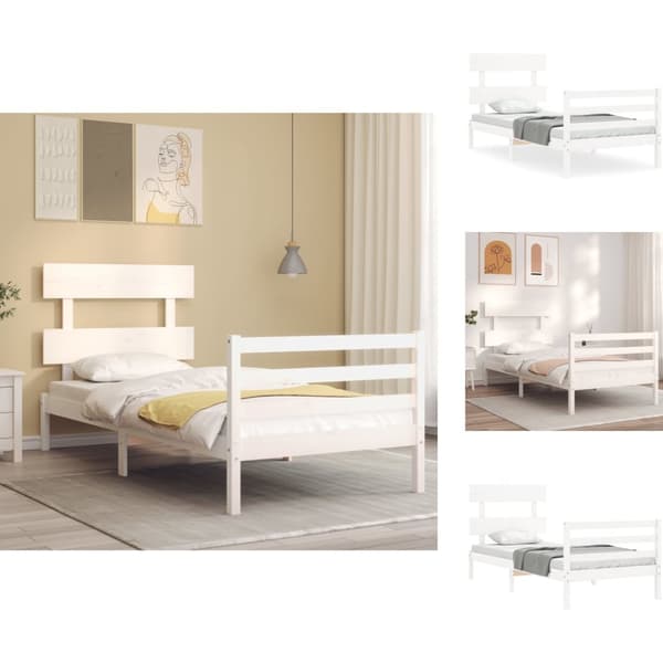 Senge & sengeramme - Living sengeramme med sengegavl 90x200 cm massivt træ hvid