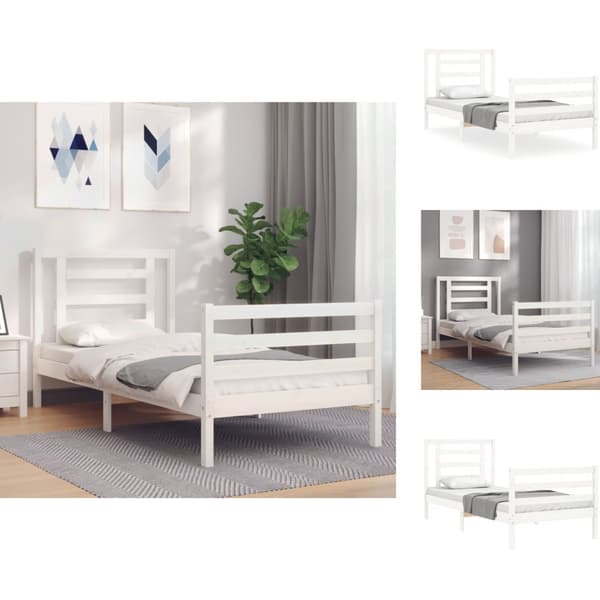 Senge & sengeramme - Living sengeramme med sengegavl 90x200 cm massivt træ hvid