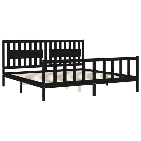 Senge & sengeramme - Living sengeramme med sengegavl 200x200 cm massivt træ sort