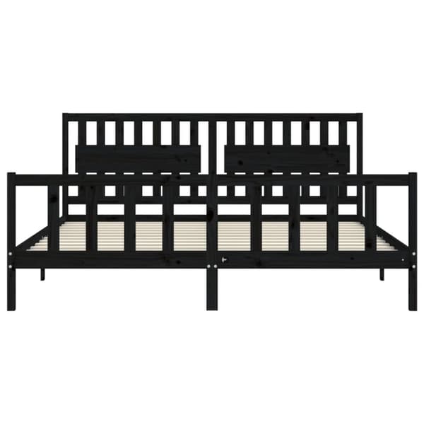 Senge & sengeramme - Living sengeramme med sengegavl 200x200 cm massivt træ sort