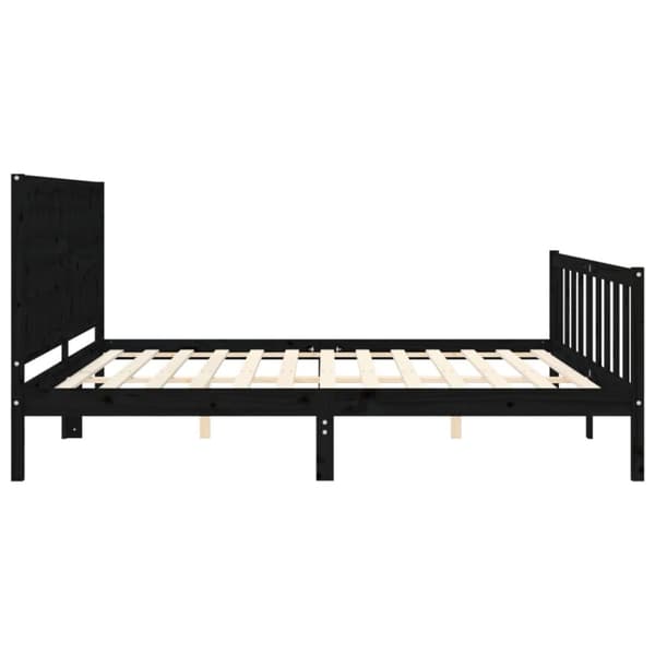 Senge & sengeramme - Living sengeramme med sengegavl 200x200 cm massivt træ sort