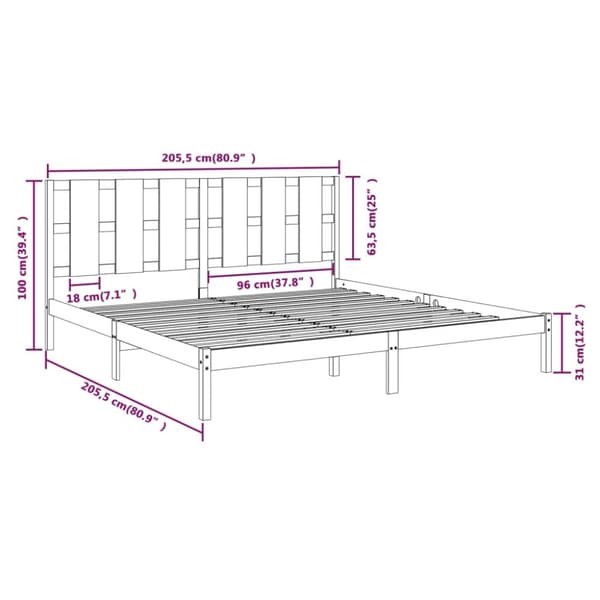 Senge & sengeramme - Living sengeramme 200x200 cm massivt fyrretræ sort