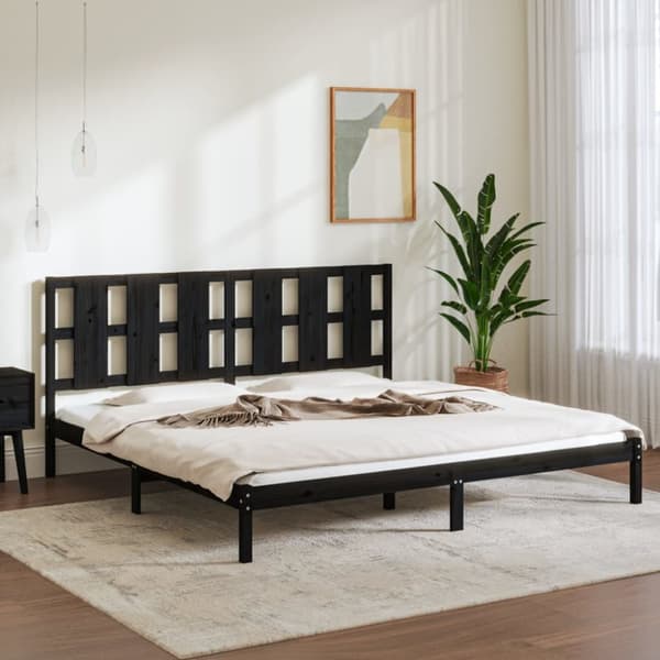 Senge & sengeramme - Living sengeramme 200x200 cm massivt fyrretræ sort
