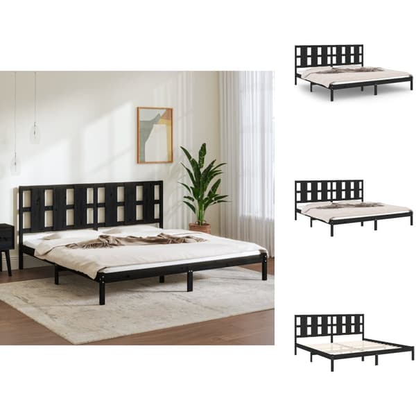 Senge & sengeramme - Living sengeramme 200x200 cm massivt fyrretræ sort