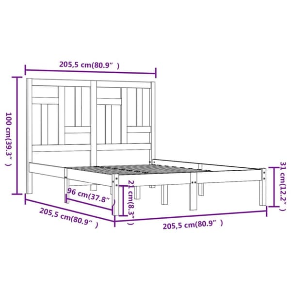 Senge & sengeramme - Living sengeramme 200x200 cm massivt fyrretræ hvid