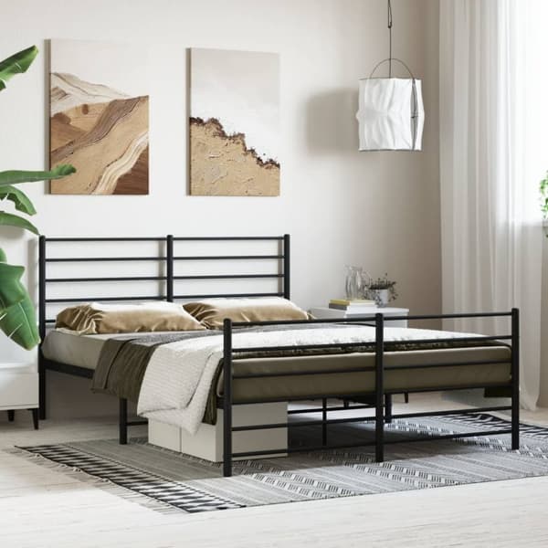 Senge & sengeramme - Living sengeramme med sengegavl og fodgærde 140x190 cm metal sort