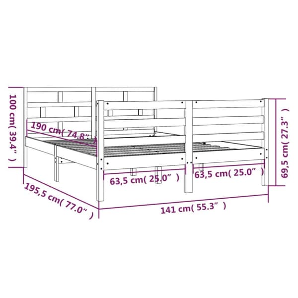 Sängar & sängramar - Living Sängram massiv furu 135x190 cm grå