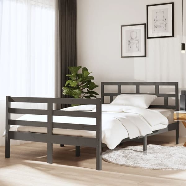 Sängar & sängramar - Living Sängram massiv furu 135x190 cm grå