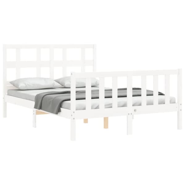 Senge & sengeramme - Living sengeramme med sengegavl Small Double massivt træ hvid