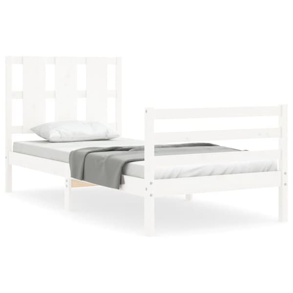 Senge & sengeramme - Living sengeramme med sengegavl 90x200 cm massivt træ hvid
