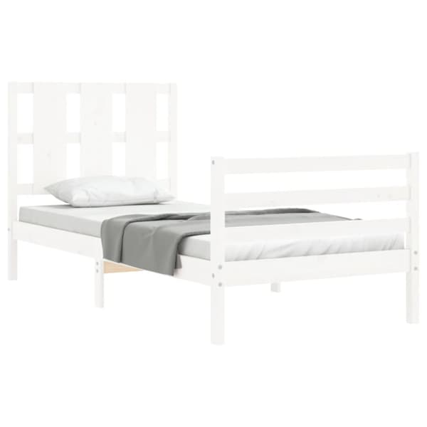 Senge & sengeramme - Living sengeramme med sengegavl 90x200 cm massivt træ hvid