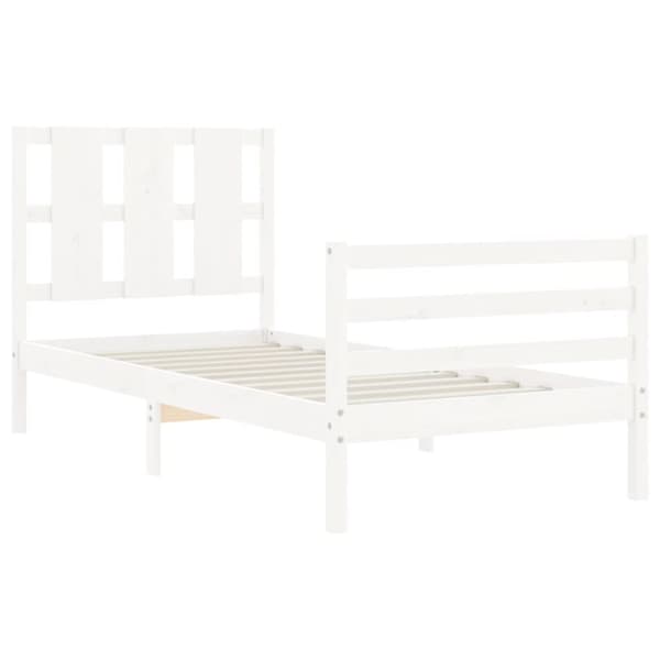 Senge & sengeramme - Living sengeramme med sengegavl 90x200 cm massivt træ hvid