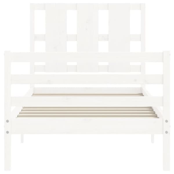 Senge & sengeramme - Living sengeramme med sengegavl 90x200 cm massivt træ hvid